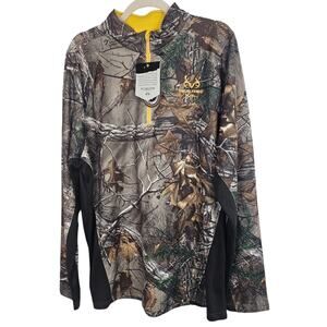Realtree Camo Shirt Realtree Camo T-Shirt Quarter Zip Pullover Men XL 46-48 NEW